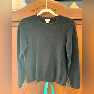 L.L. Bean Crewneck Sweater, S Pet, 100% Cashmere, Black